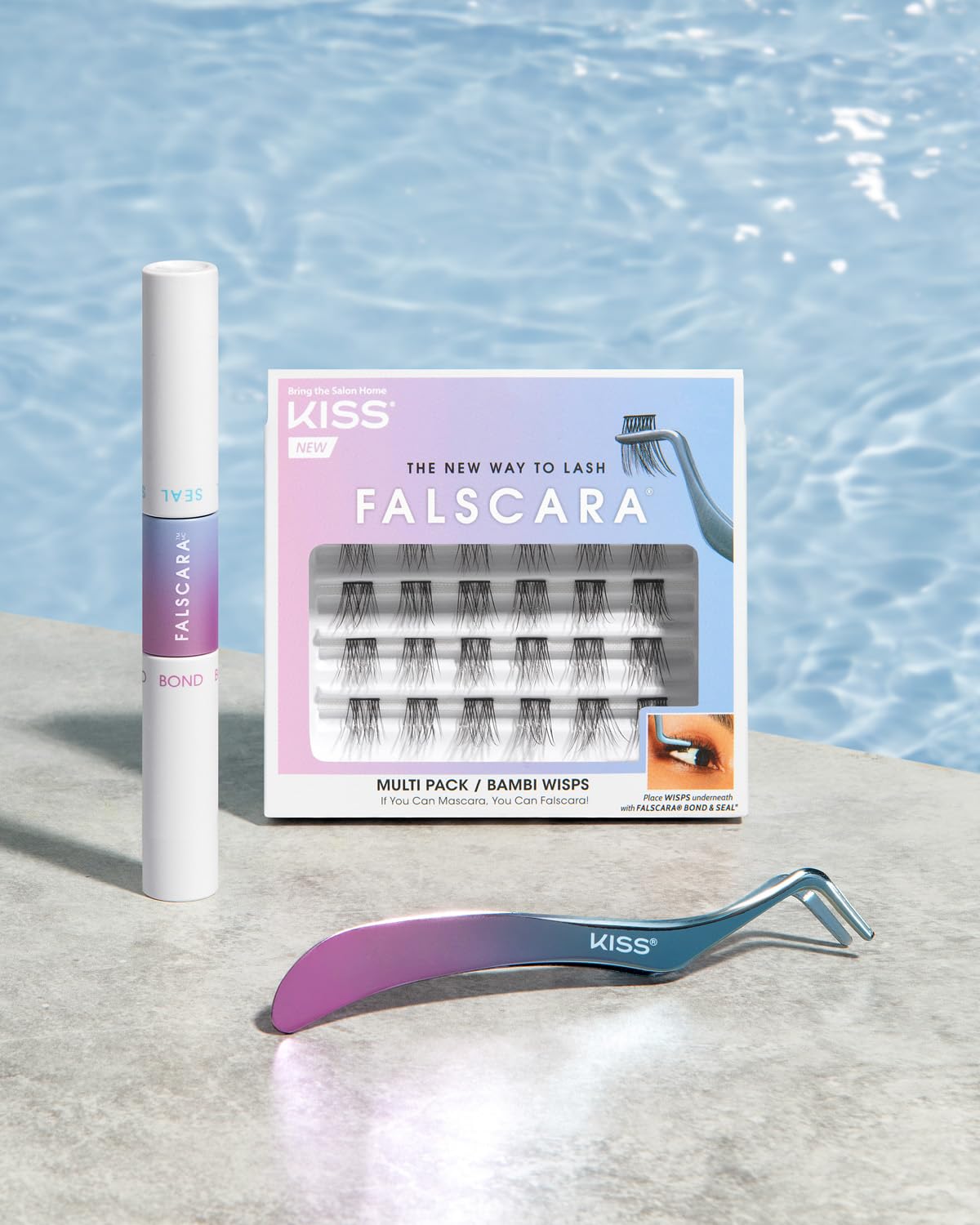 KISS Falscara DIY Eyelash Extension Kit with Biotin & Vitamin E - Strong Gentle Lash Adhesive for All Day Wear | Includes Bond, Seal, Applicator & Remover | Perfect for Home Lash Extensions, Special Occasions & Everyday Glam