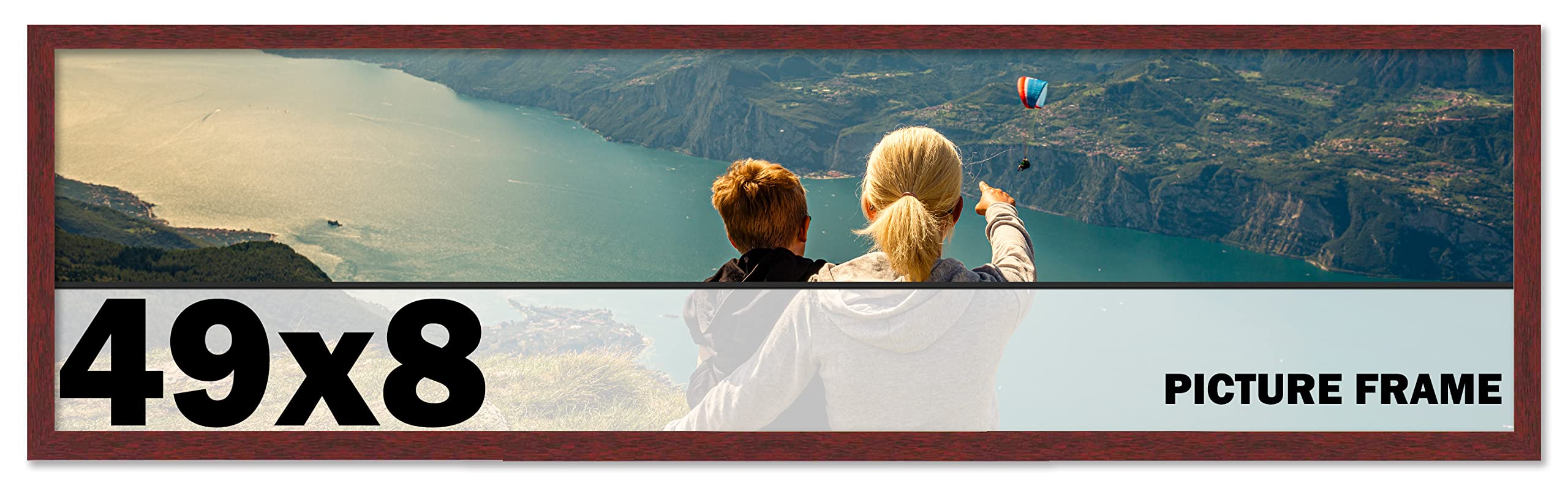 49x8 Inch Modern Brown Wood Picture Frame - Shatterproof UV Acrylic Front & Acid-Free Foam Backing for Family Photos - Includes Hanging Hardware - Perfect for Living Room, Bedroom & Office Wall Decor
