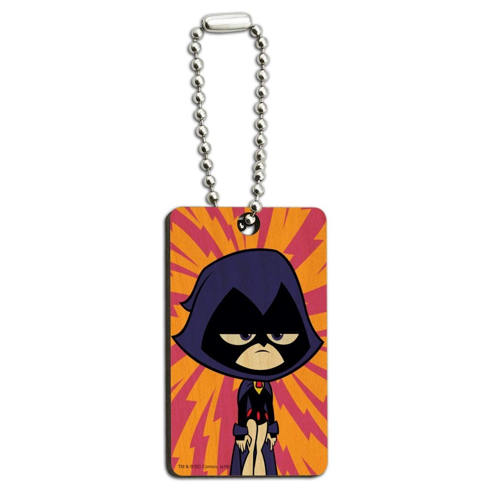 Teen Titans Go! Raven Wooden Rectangle Keychain - Stylish Key Ring for Fans & Collectors - Perfect for Backpacks, Gifts & Cosplay Accessories