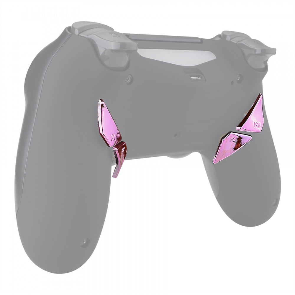 eXtremeRate Chrome Pink Glossy Replacement Back Buttons for PS4 Controller - K1 K2 K3 K4 Paddles Compatible with eXtremeRate Remap Kit (P4GZ023) - Perfect for Gaming, Custom Controller Setup & Enhanced Gameplay Performance