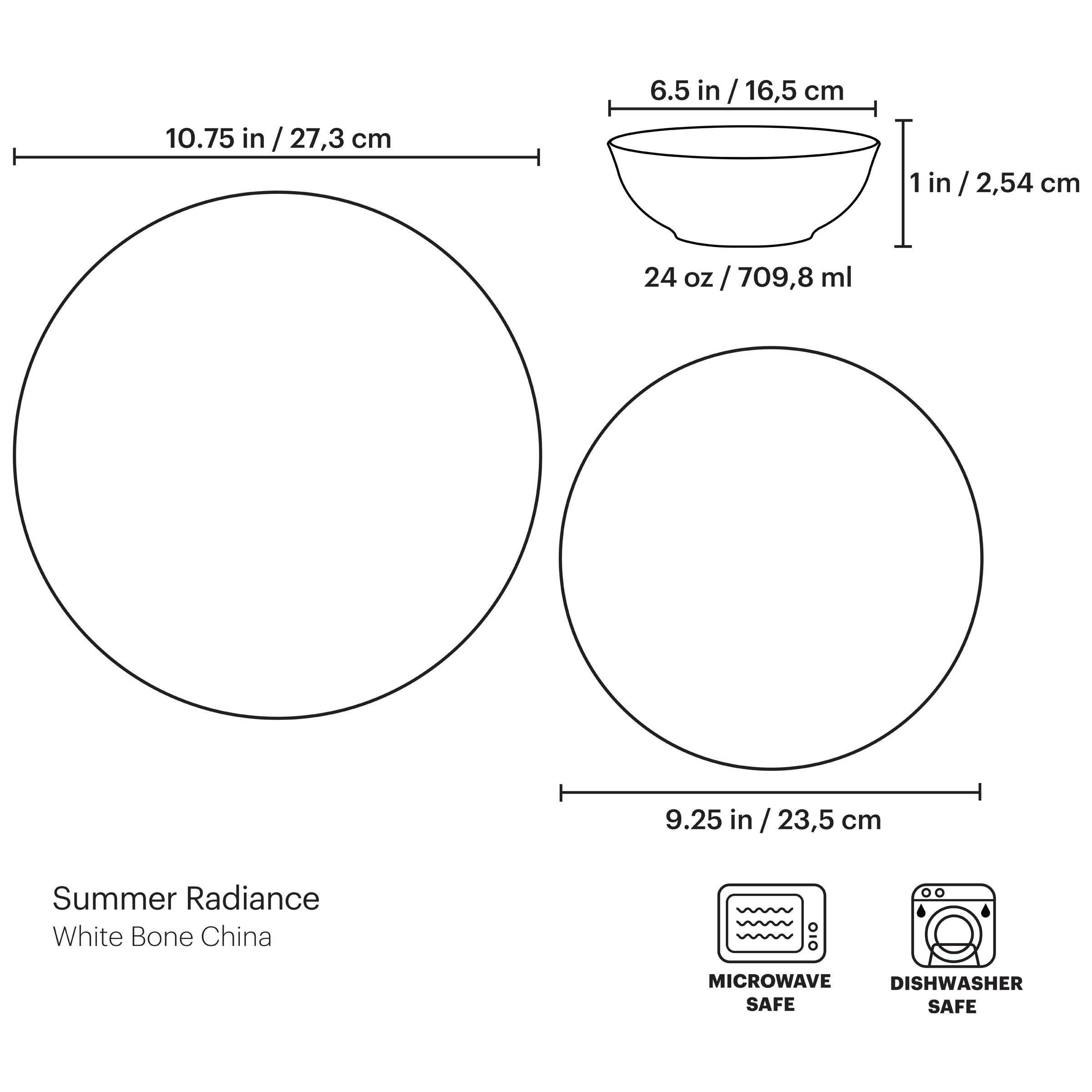 12-Piece Summer Radiance Dinnerware Set - Elegant Porcelain Plates, Bowls & Cups for Family Dinners, Parties & Outdoor Entertaining
