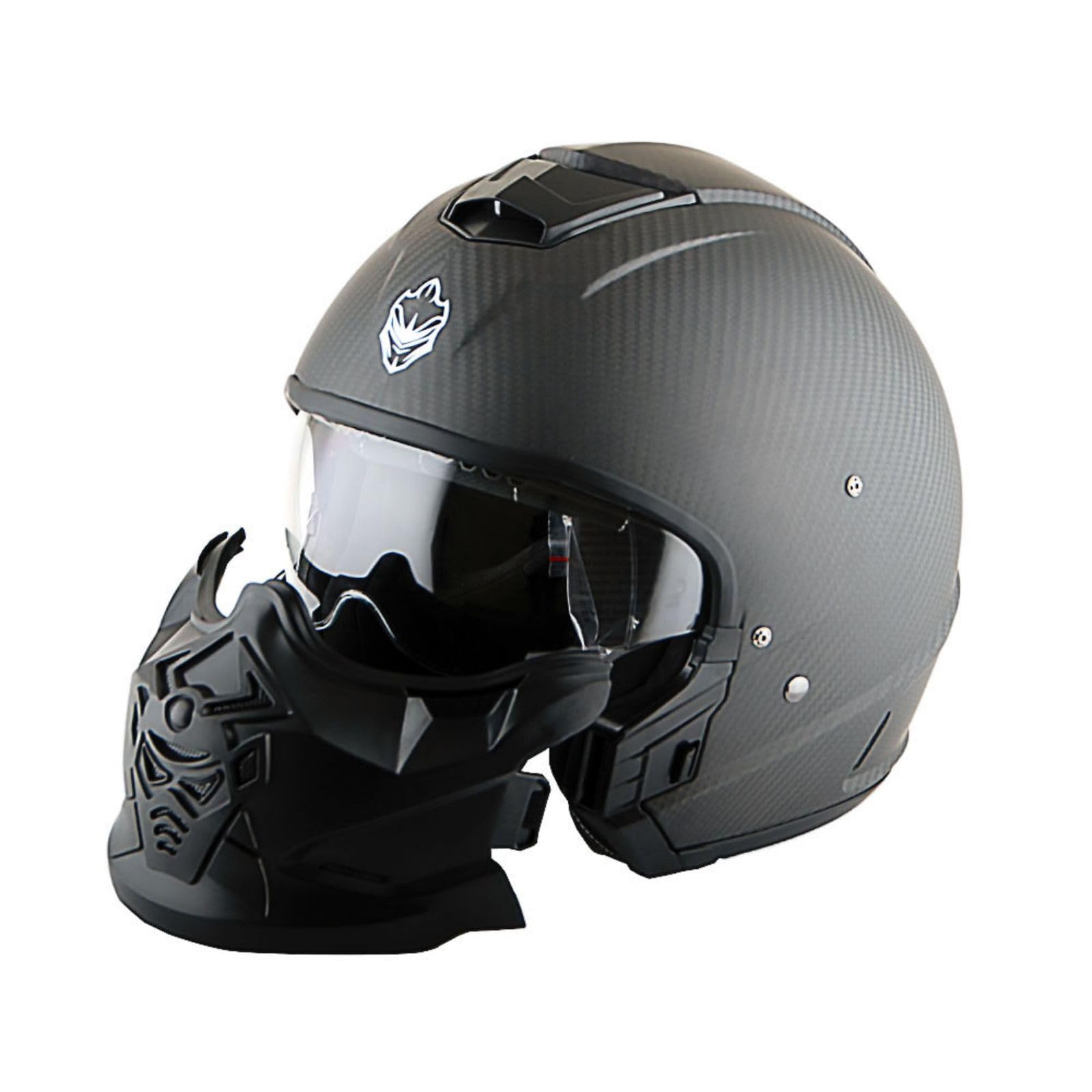 Martian Genuine Carbon Fiber Motorcycle Helmet HB-B2 - DOT Approved Full Face & Open Face Glossy Black - Lightweight & Durable for Street Riding, Racing & Cruising