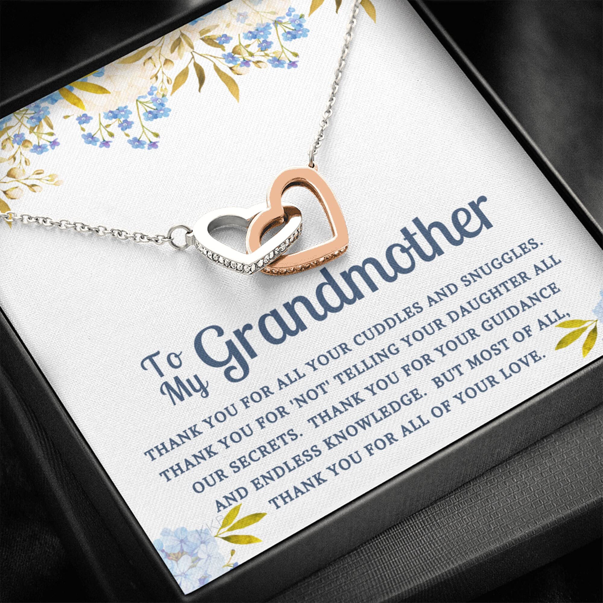 Handmade Message Card Necklace - Personalized Jewelry Gift for Grandmother, Granddaughter & Loved Ones | Christmas, Birthday & Special Occasion Present | Elegant Love Knot Pendant for Everyday Wear & Heartfelt Moments