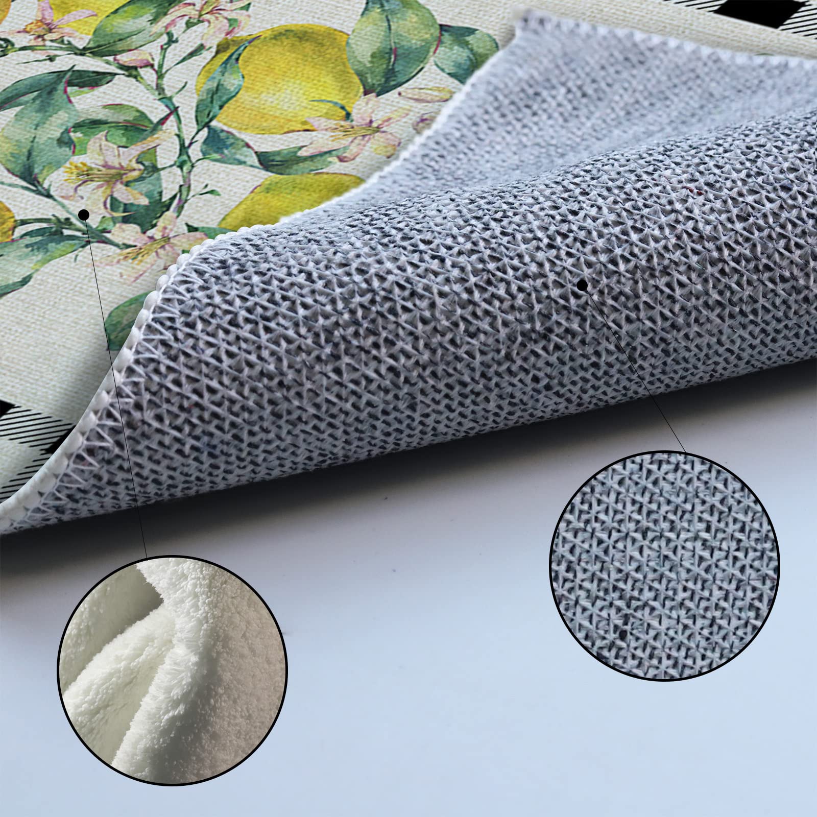 5'x8' Non-Slip Large Area Rug - Summer Lemon Floral Pattern, Soft Plush Carpet for Living Room, Bedroom, Kids Room & Kitchen Floor Cover - Retro Backdrop for Home Decor, Photo Shoot & Cozy Interior Design