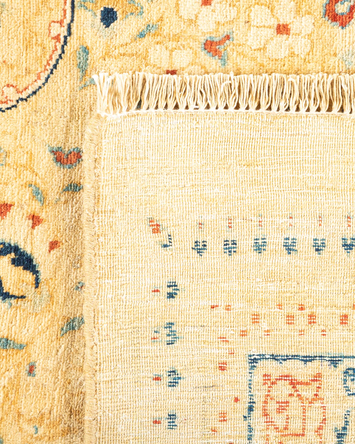Handmade Wool Traditional Tribal Mogul Ivory 8x10 Area Rug - Unique Hand-Knotted Solo Rugs for Living Room, Bedroom & Home Decor