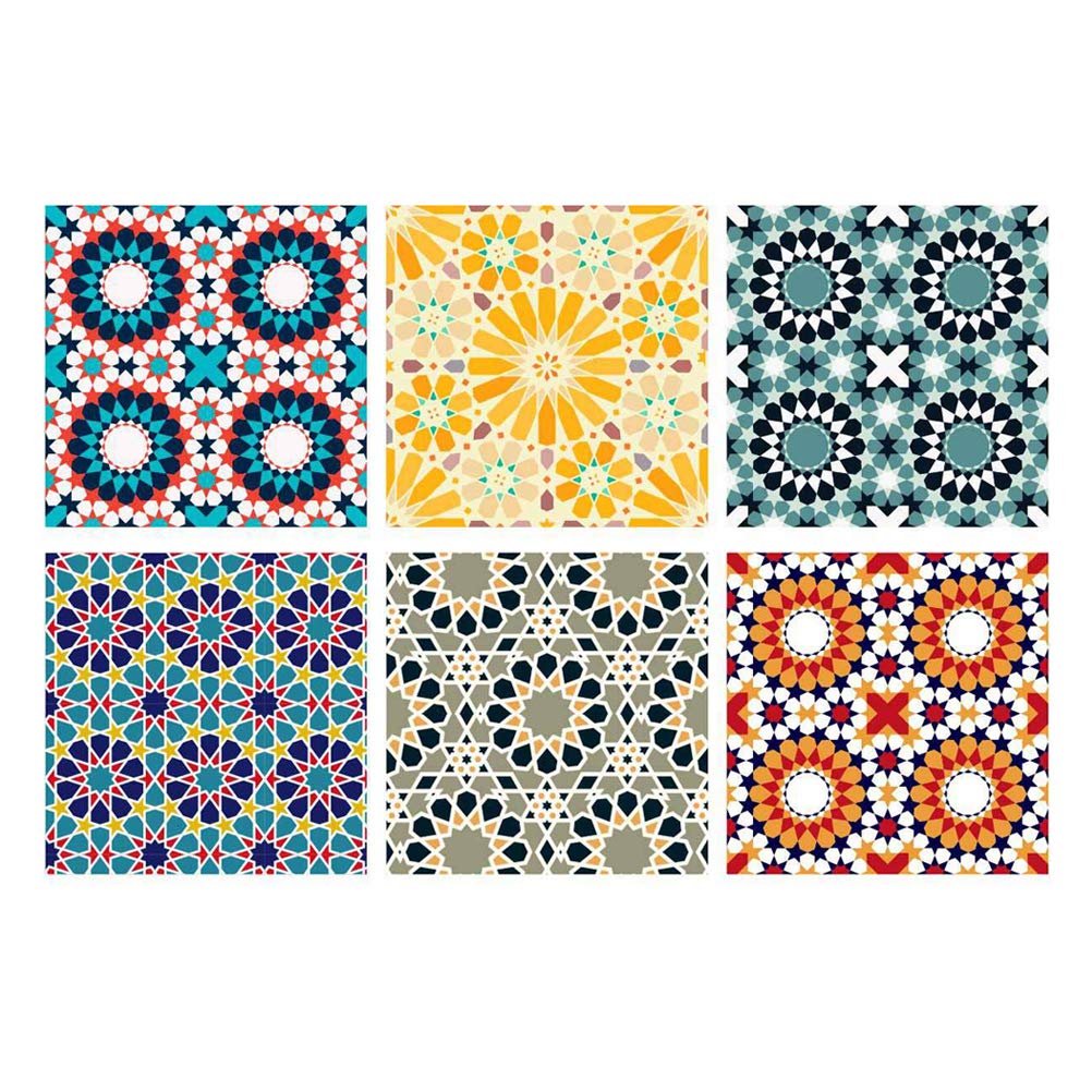 Amosfun 10-Piece Creative Traditional Arabic Wall Decals - DIY Tile Stickers for Living Room & Bathroom - Removable Waterproof Non-Slip Floor & Wall Decoration (15x15cm) - Perfect for Home Decor, Apartment Upgrades, and Cultural Themed Spaces