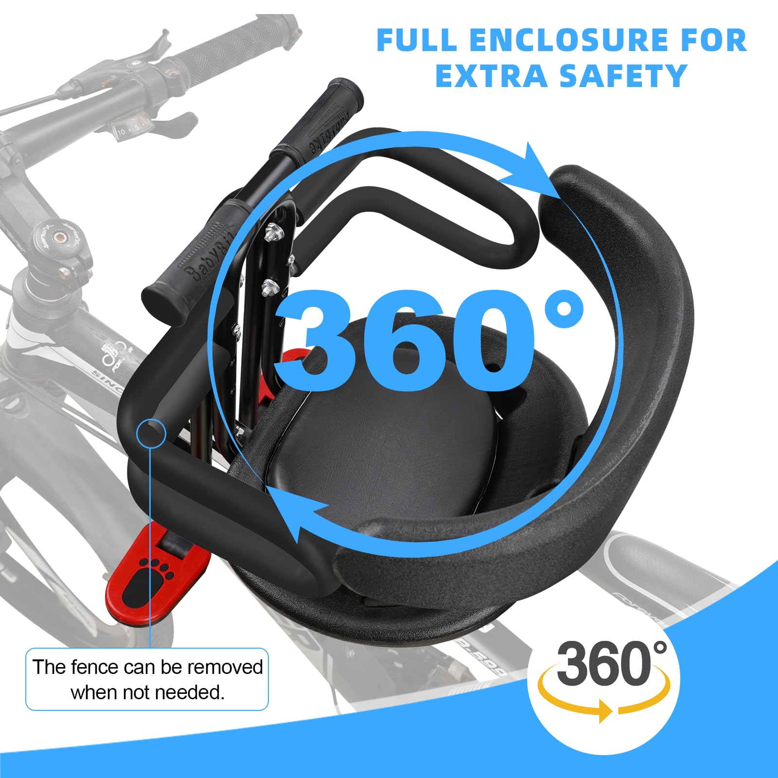 **YouTeMei Front Mounted Baby Bike Seat for Toddlers 1-3 Years - Safe & Comfortable Child Bike Seat Attachment for Adult Bikes - Perfect for Family Rides, Commuting & Outdoor Adventures**