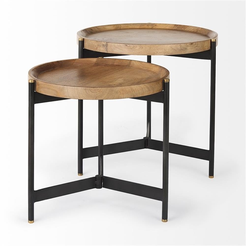 Mercana Marquisa Nesting Tables - Set of 3 Light Brown End Tables for Living Room, Bedroom, or Office - Modern Coffee Table Set with Storage Space