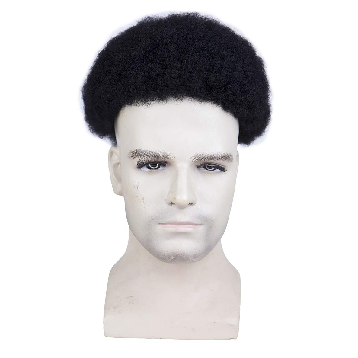 Premium 8×10 Inches Human Hair Toupee for Black Men - Afro Curl French Lace Hairpiece Replacement System (Off Black 1B) | Natural-Looking Hair Solution for Daily Wear & Special Occasions