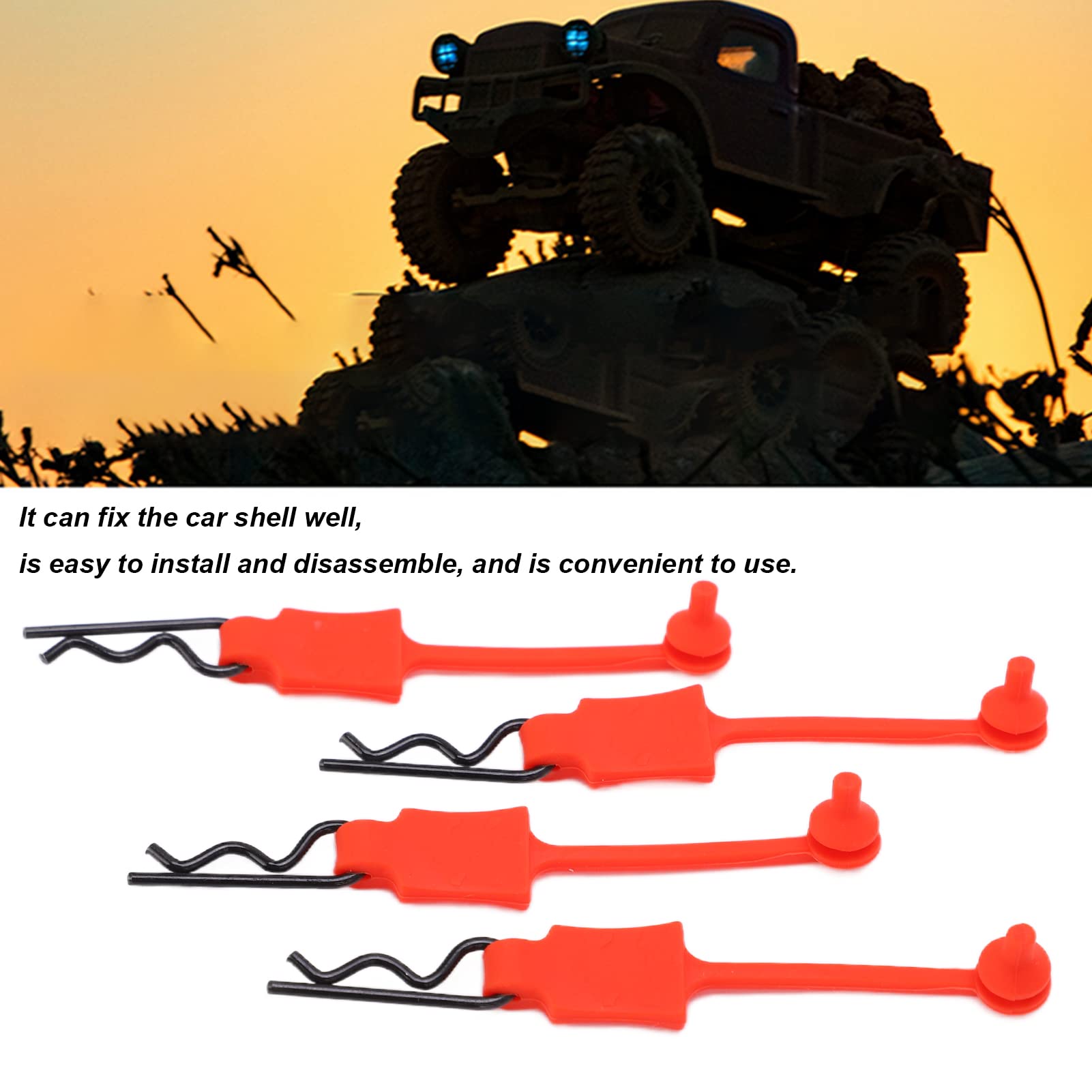 4PCS 1/10 Scale RC Car Body Clips - Durable Shell Bolt Pins for ARRMA, Axial SCX10, Redcat GEN8 RC Models (Red) - Perfect for Off-Road Racing & Crawler Vehicle Body Securing