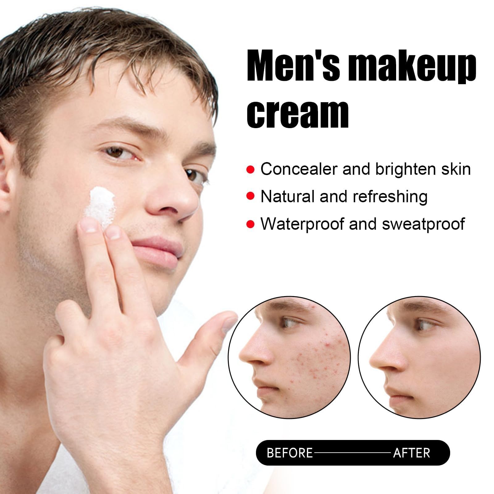 Mancodes Men's Moisturizing Concealer & Makeup Cream - Natural Color for Face, Skin Care & Daily Grooming - Perfect for Covering Blemishes, Dark Circles & Evening Skin Tone