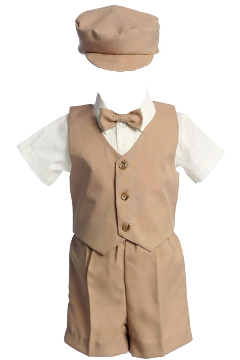 Lito Toddler Boys Khaki Vest & Shorts Set - 2T Easter Ring Bearer Suit - Formal Wedding Outfit for Boys - Perfect for Easter, Weddings & Special Occasions