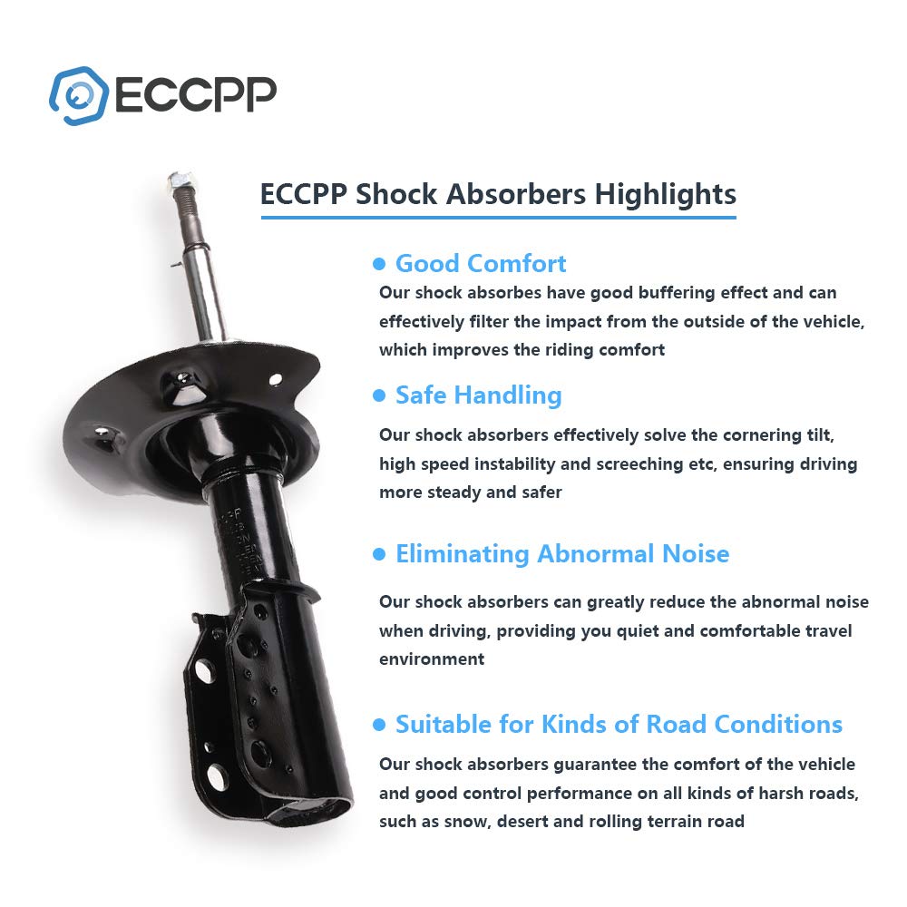 ECCPP 2x Front Shock Absorbers Kit - Compatible with 2000-2005 Buick LeSabre, Cadillac DeVille, Oldsmobile Aurora & Pontiac Bonneville - 335037 Auto Shocks for Smooth Ride & Enhanced Vehicle Stability - Perfect for City Driving, Highway Cruising & Daily Commutes