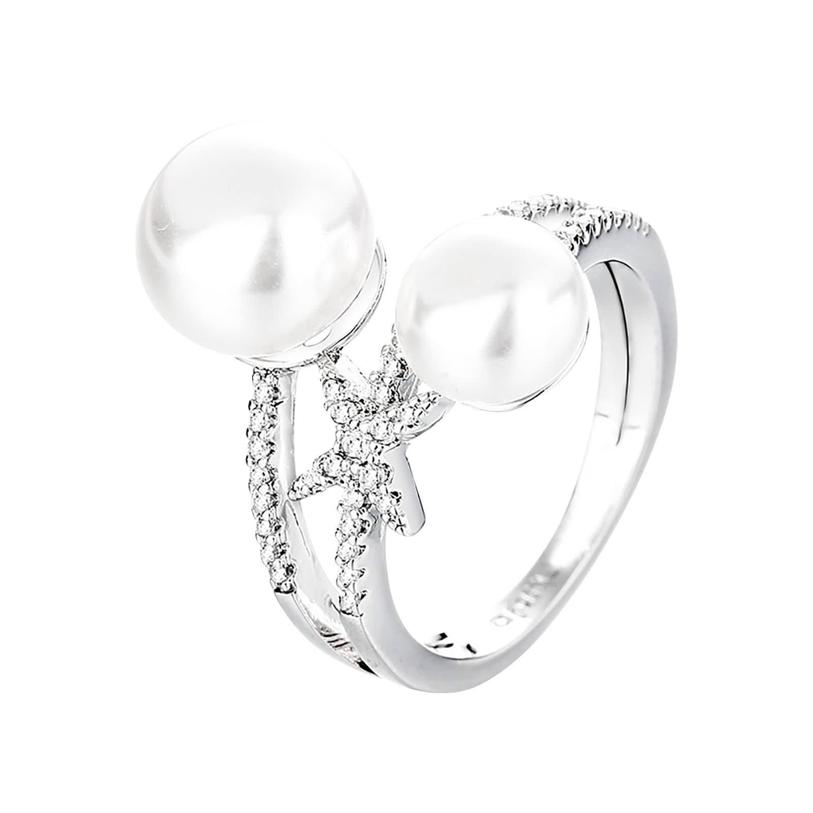 Pearl Star Vintage Engagement Rings for Women & Men - Elegant Bridal Wedding Band Set, Creative Proposal Jewelry Gift for Birthday, Anniversary & Special Occasions - Perfect for Weddings, Parties & Romantic Moments
