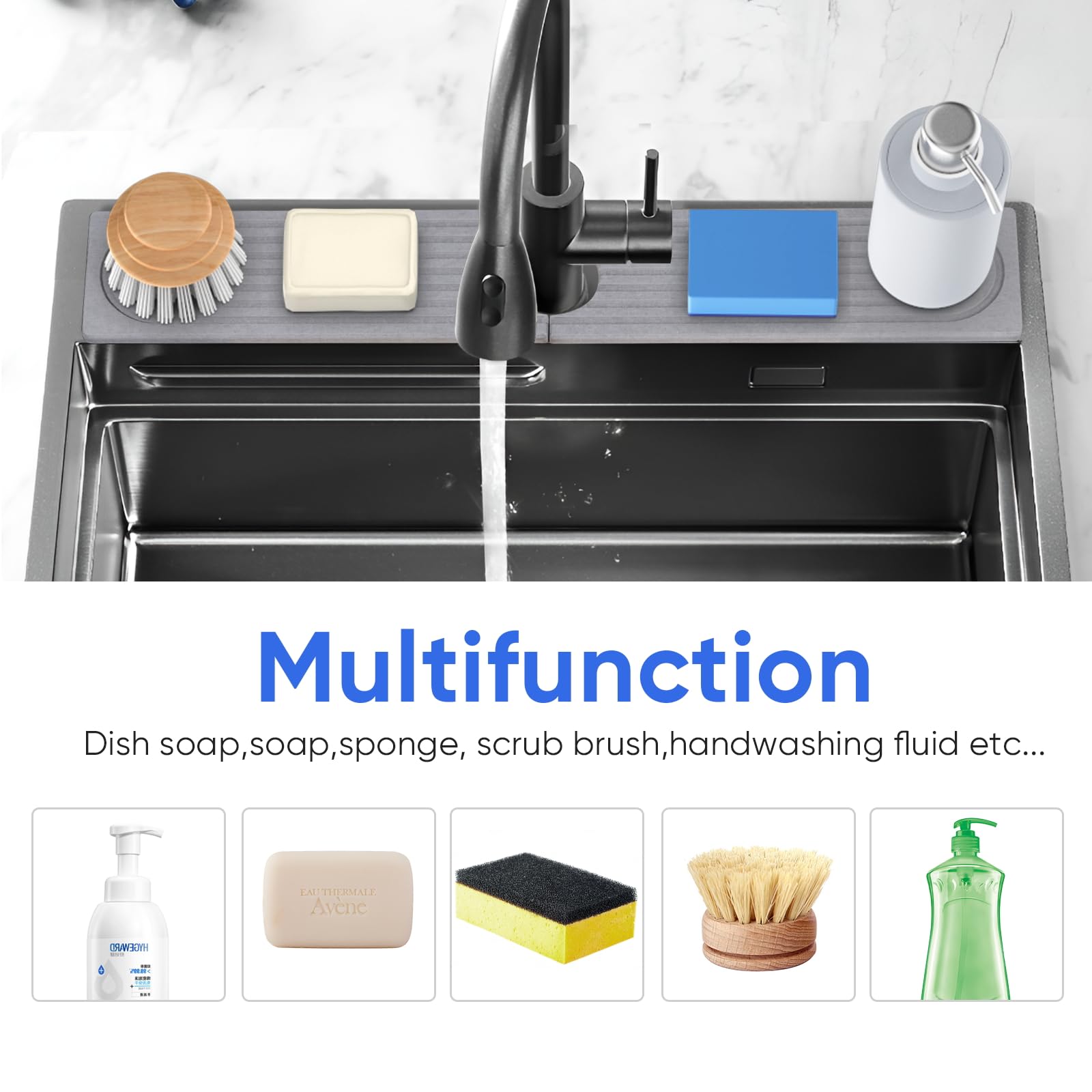 Premium Diatomite Sink Tray - Super Absorbent Fast Drying Stone Mat for Kitchen & Bathroom (23.6x3.9 Inch, White) | Prevents Moisture & Splashes - Perfect for Countertops Under Faucets