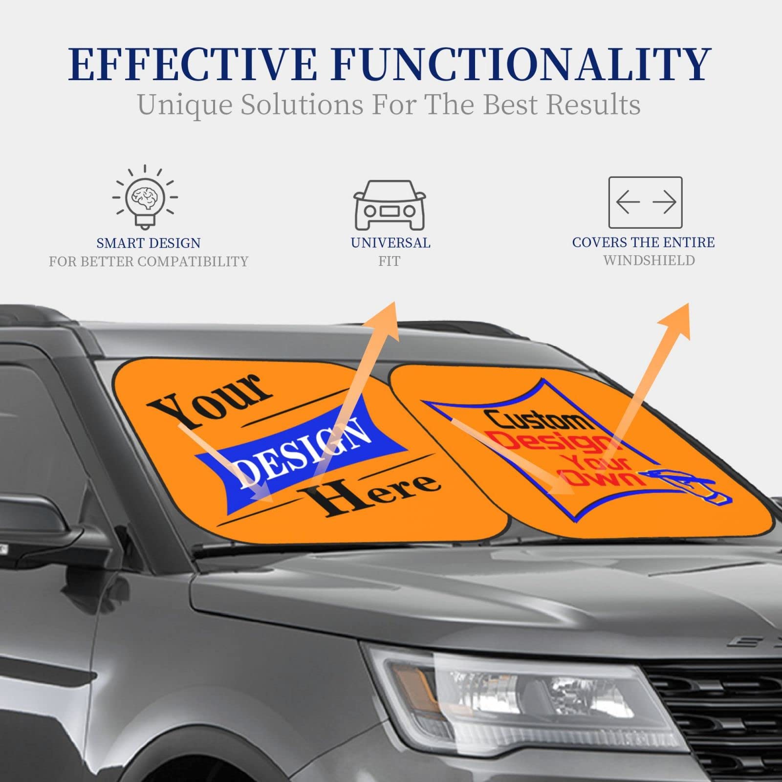 Custom Personalized Car Sun Visor - Foldable Windshield Sunshade for Cars, Trucks & SUVs | Perfect Gift for Drivers | Use for Sun Protection & Temperature Control While Parked