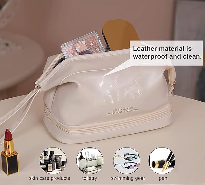 Aryamurti Travel Cosmetic Storage Bag & Makeup Organizer Box - Waterproof Multicolor Toiletry Pouch for Women - Perfect for Airplane Carry-on, Gym, Vacation & Daily Use