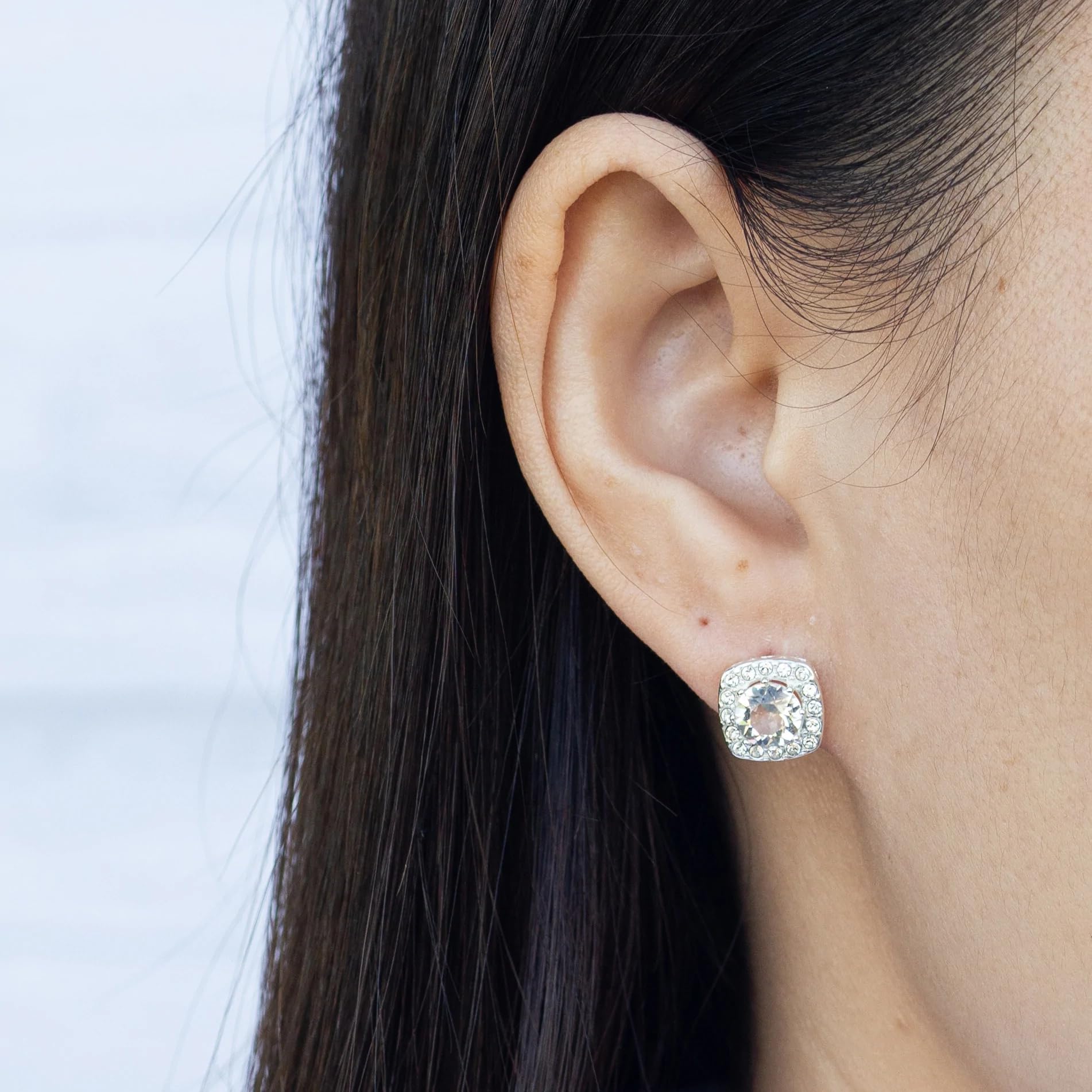 Philip Jones Silver Zircondia® Halo Earrings for Women - Party & Wedding
