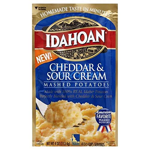 Idahoan Mashed Potatoes Cheddar & Sour Cream - 3 Pack (4oz Bags) | Instant Potato Mix for Quick Meals, Camping & Holiday Dinners