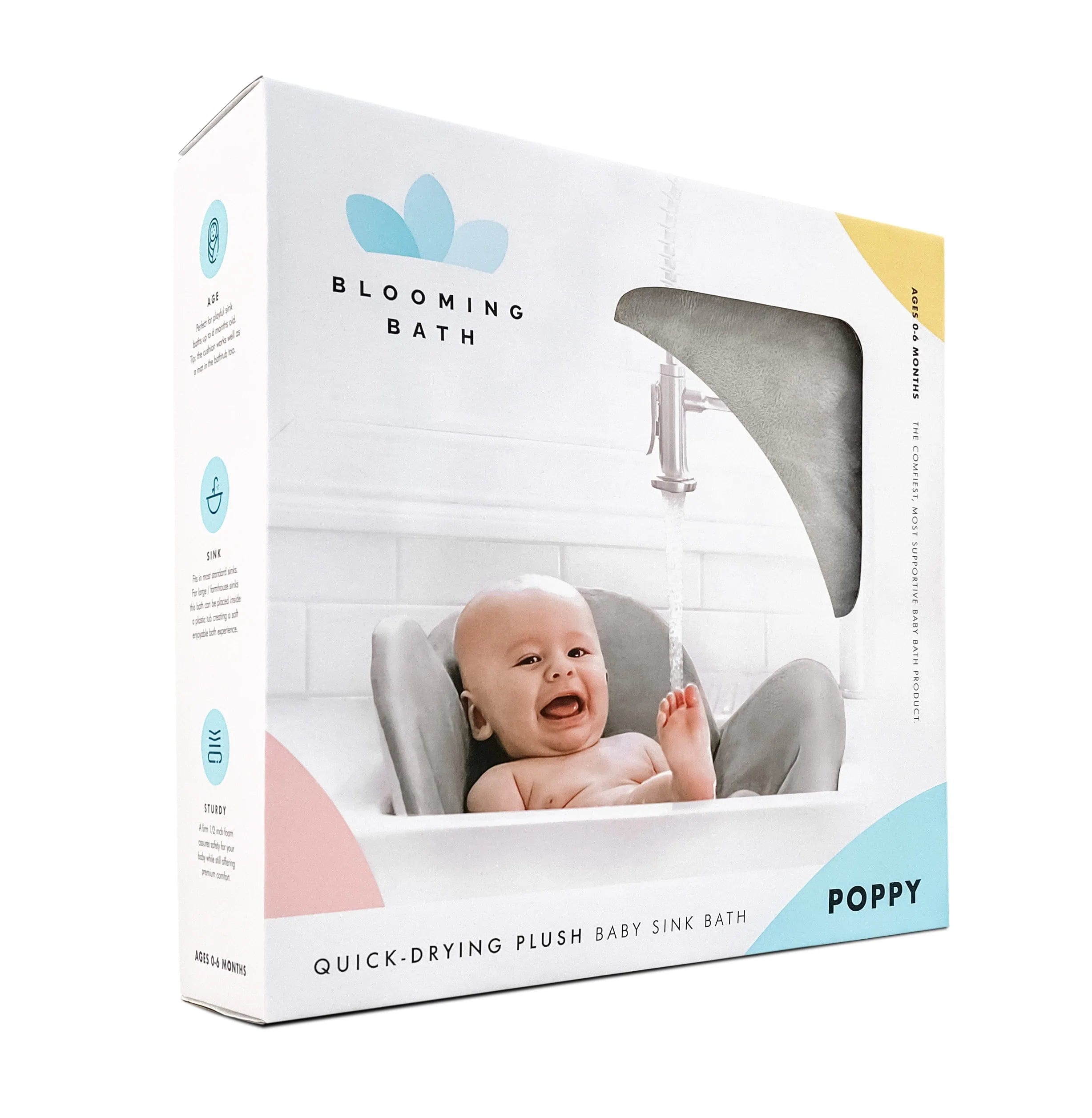 Blooming Bath Poppy - Soft Baby Bath Flower for Newborns & Infants - Perfect for Safe & Comfortable Bath Time at Home