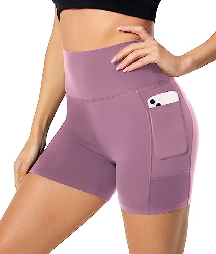 FULLSOFT High Waisted Biker Shorts for Women - 5 Inch Tummy Control Workout Shorts | Yoga, Running, Gym & Fitness Training | Moisture Wicking & Breathable for Active Lifestyles
