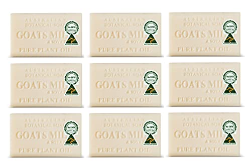 Australian Botanical Soap - Goats Milk & Soybean Oil (9 Bars) | Natural Skincare for Dry & Sensitive Skin | Perfect for Daily Use, Gifts & Travel