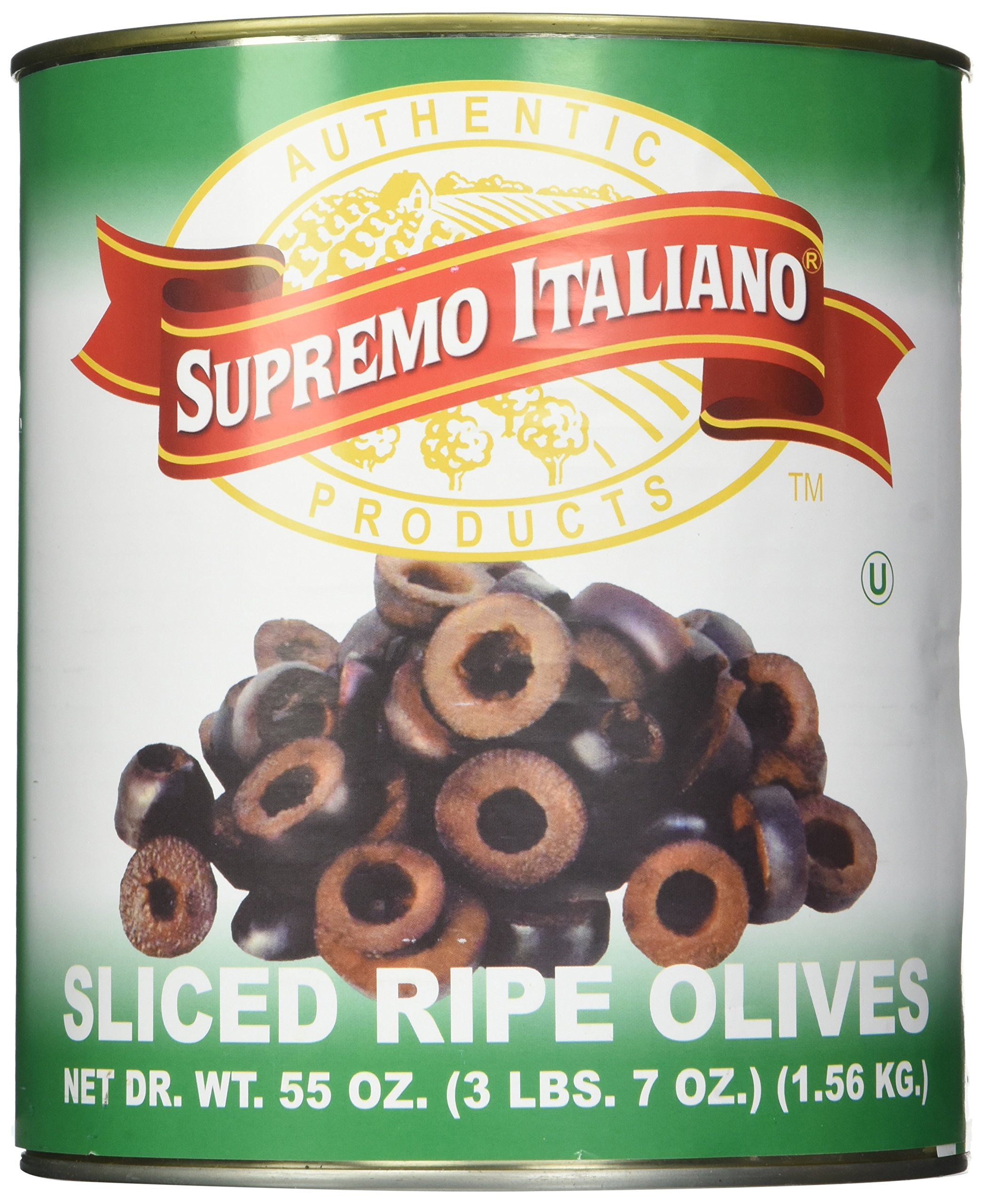 Supremo Italiano Sliced Black Olives - 55oz Can | Premium Italian Olives for Pizza, Salads & Pasta | Gourmet Pantry Staple