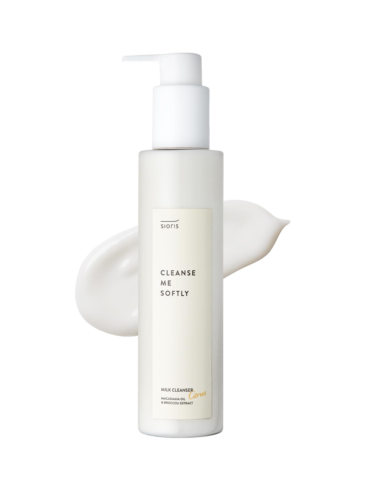 Sioris Cleanse Me Softly Milk Cleanser - Vegan, Citrus Scent, Gentle Daily Face Wash with 62.6% Natural Citrus Water & Macadamia Seed Oil for Dry & Sensitive Skin | Perfect for Morning & Night Skincare Routine
