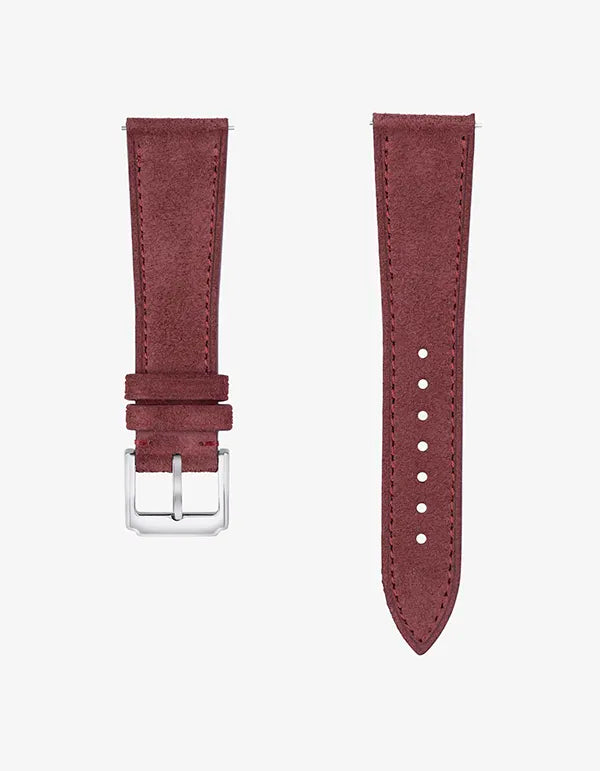 18mm & 21mm Burgundy Suede Leather Watch Band - Replacement Strap for Smartwatches & Classic Timepieces (Perfect for Dress Watches, Business Attire & Formal Occasions)