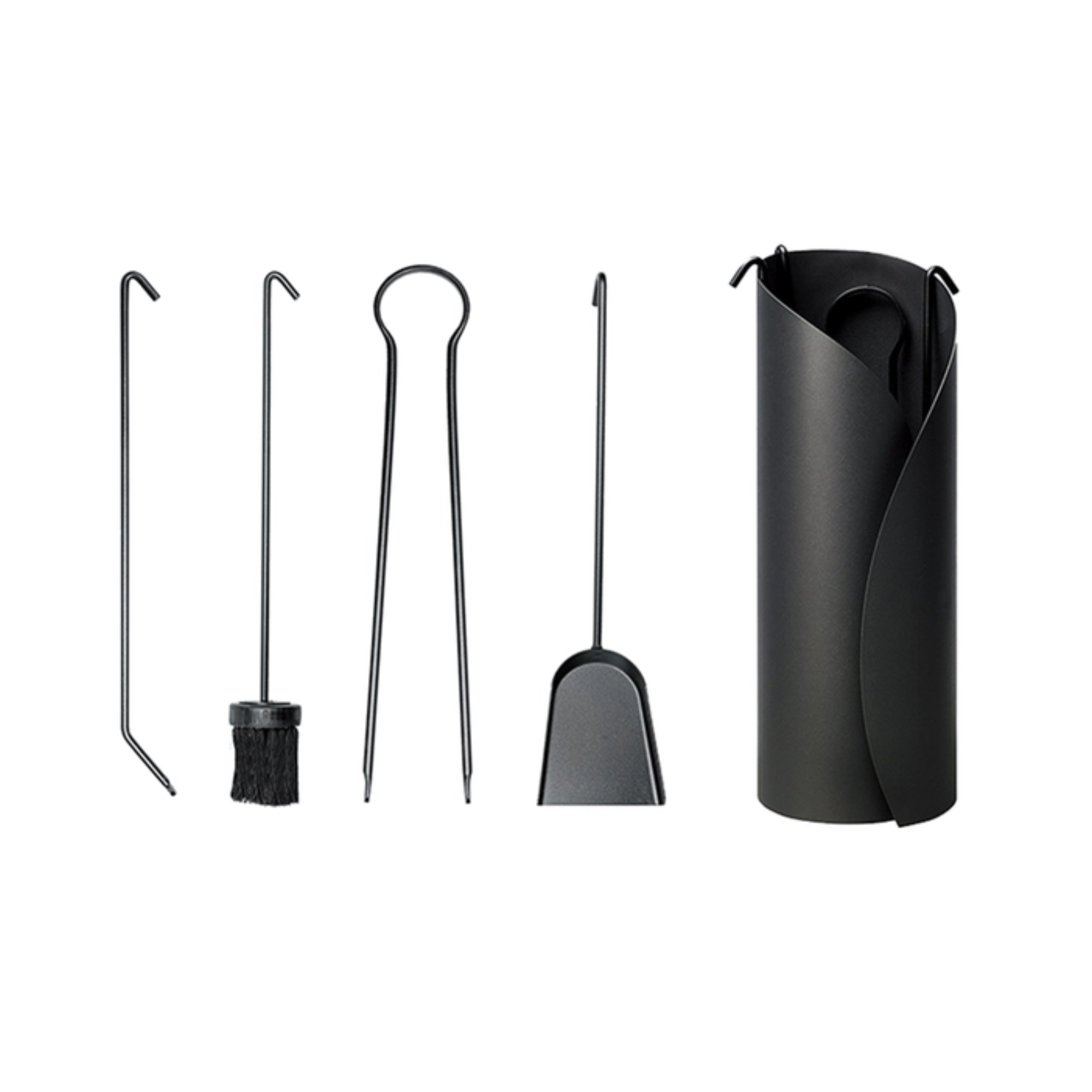 Osburn AC02629 Premium Fireplace Tool Set - 4-Piece Black Steel Fireplace Accessories with Stand for Wood Stove, Fire Pit, and Indoor/Outdoor Use