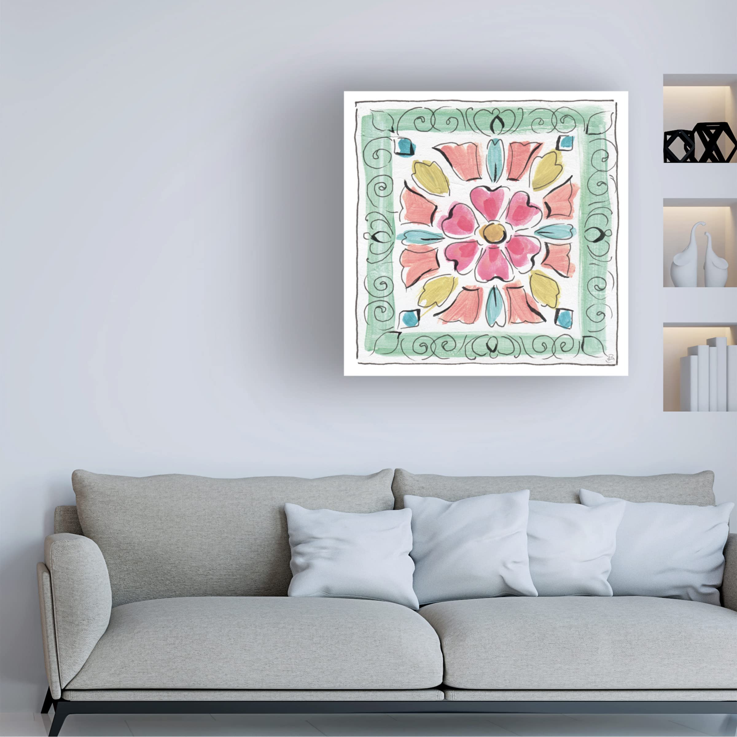 Daphne Brissonnet 'Sparrow Spring VII' Canvas Wall Art Print - Modern Floral Bird Painting for Living Room, Bedroom & Office Decor