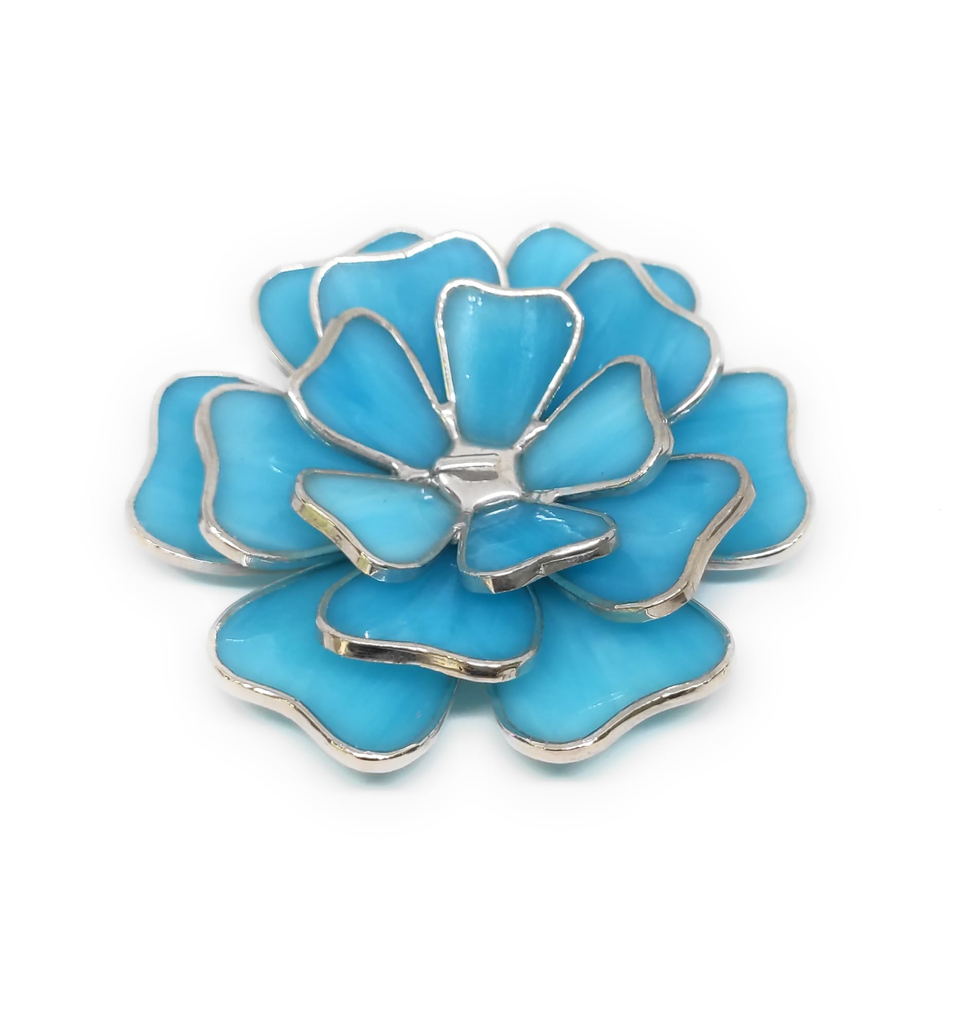 Opalescent Glass Floral Jewelry Dish - Elegant Engagement & Wedding Ring Holder for Ceremony Decor, Valentines Day Gift for Her (Blue) | Perfect for Ring Bearer Pillow Alternative, Bridal Shower, Anniversary & Romantic Home Decor
