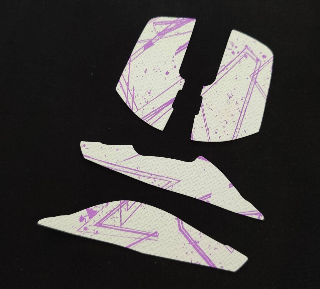 BT.L Mouse Grip for Glorious Model O - Non-Slip Gaming Mouse Grip Tape (White & Purple) | Enhanced Control for FPS, MOBA & Esports Gaming