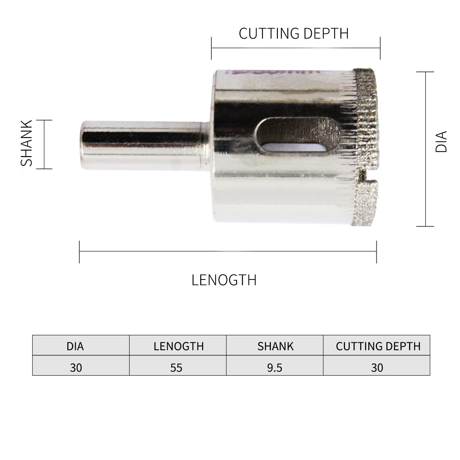Premium Diamond Hole Saw Drill Bit Set for Glass, Porcelain, Granite & Marble - 30mm (1-3/16