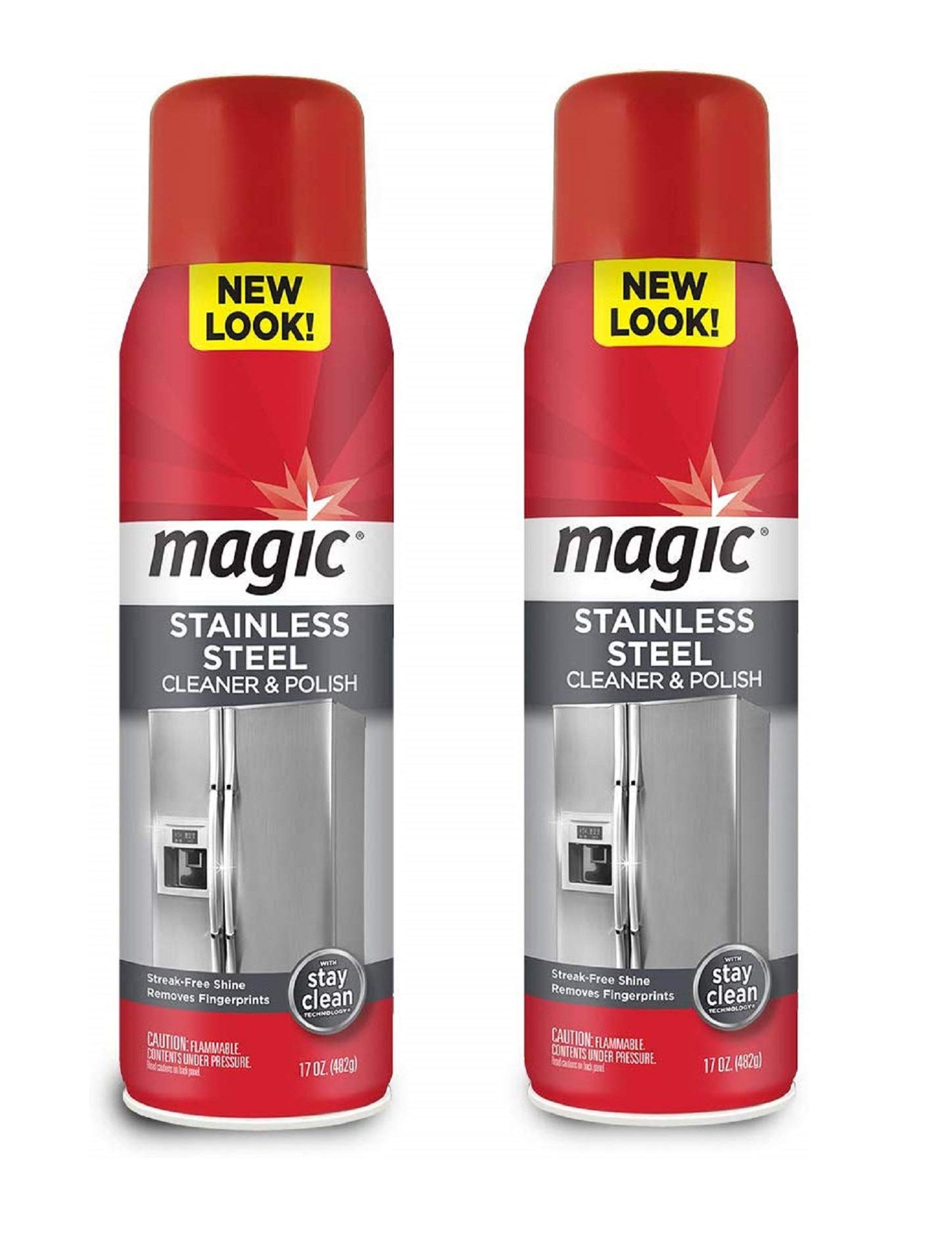 Magic Stainless Steel Cleaner Aerosol - 17oz (2 Pack) - Removes Fingerprints, Water Marks & Grease from Appliances - Safe for Refrigerator, Dishwasher, Oven & Grill - Perfect for Kitchen Cleaning & Stainless Steel Maintenance