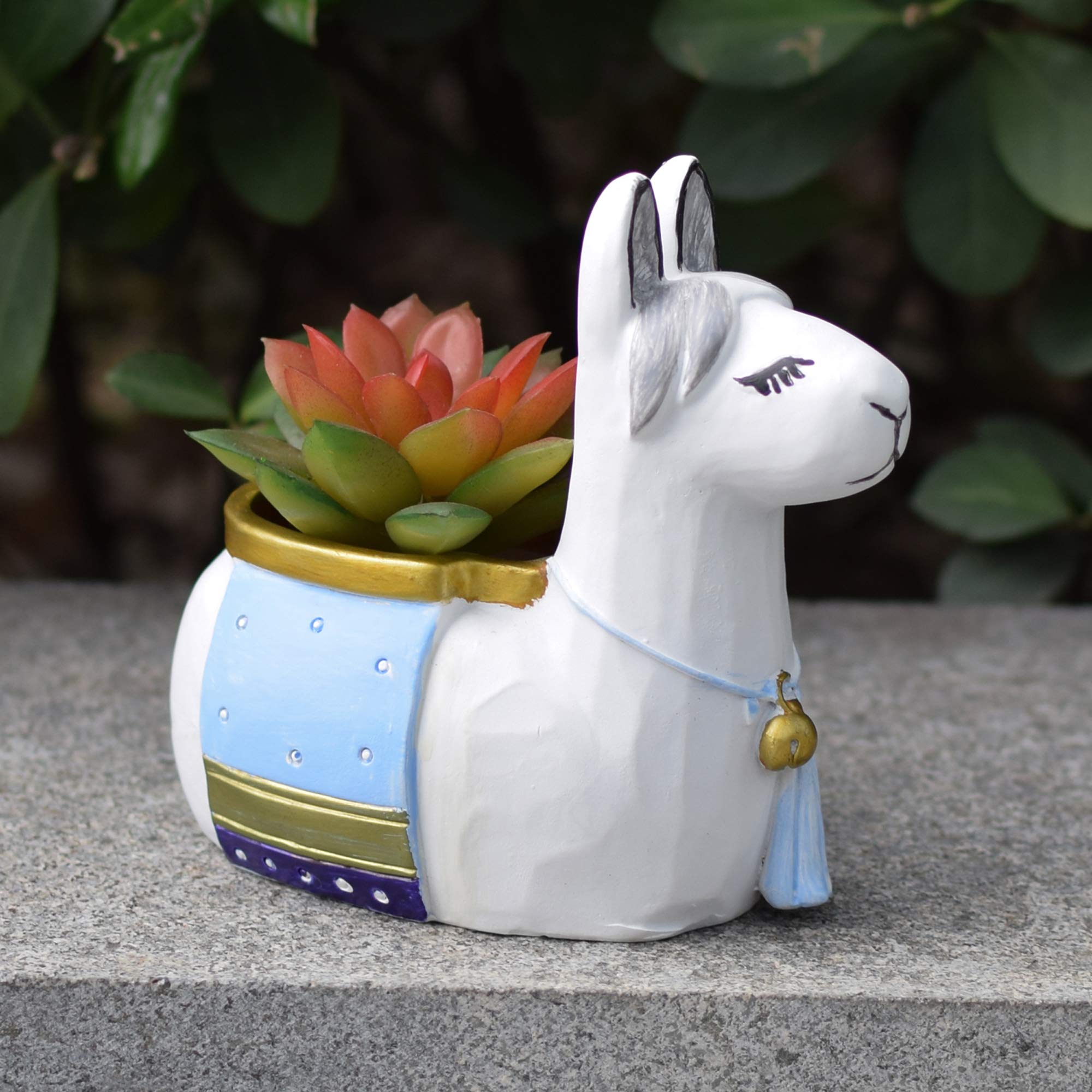 Eco-Friendly Alpaca Shaped Resin Succulent Planter with Drainage Hole - Cute Cartoon Animal Air Plant Vase for Indoor Decor, Office Desk, Living Room & Gift Ideas