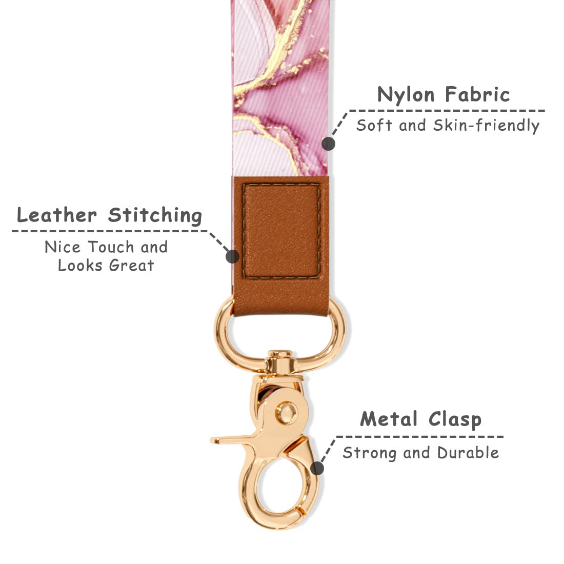 Stylish Wrist Lanyard Keychain for Women & Men - Secure Holder for Car Keys, ID Badges, Cards, Wallet & Phone - Perfect for Work, Travel & Outdoor Activities