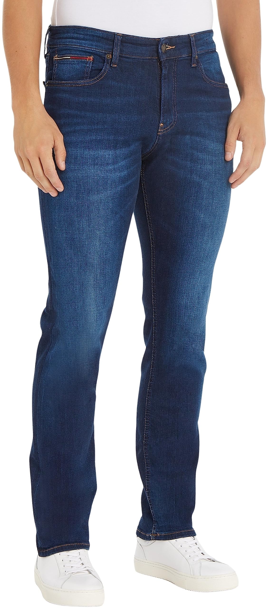 Tommy Jeans Men's Ryan Relaxed Straight Fit Stretch Denim Pants - Comfortable Casual Jeans for Everyday Wear & Outings