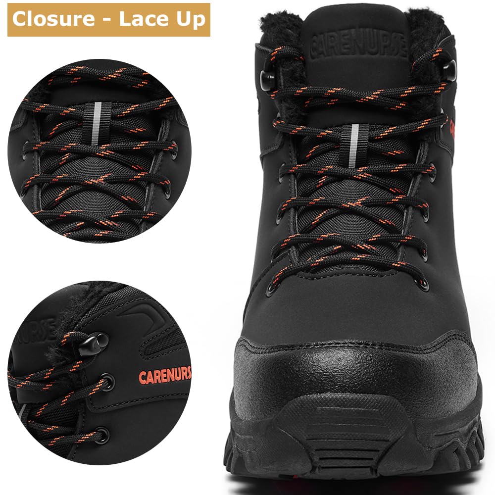 Men's Winter Snow Boots - Waterproof Insulated Hiking Boots with Fur Lining & Anti-Slip Sole for Cold Weather, Outdoor Activities & Snow Trekking