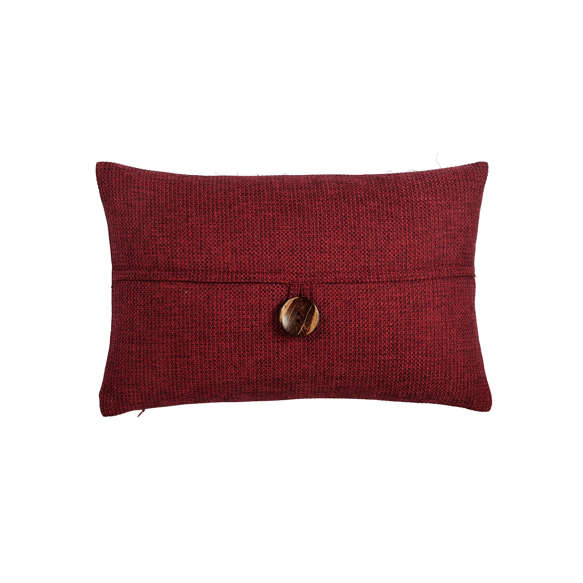 Lush Decor Clayton Woven Button Decorative Throw Pillow Cover 20x13 Inches - Red Rectangle Pillow Case for Sofa, Bed & Chair - Home Decor Accent for Living Room, Bedroom & Nursery