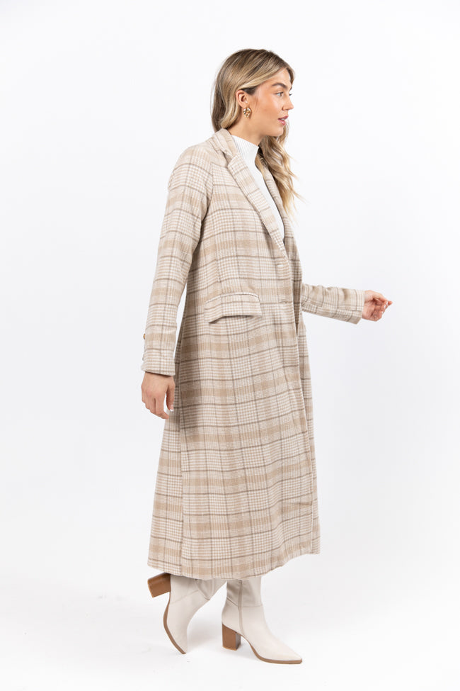Chill Out Tan Plaid Coat for Women - Stylish Winter Jacket with Warm Fleece Lining | Perfect for Outdoor Activities, Casual Wear & Cold Weather Fashion