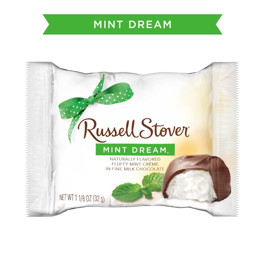 Russell Stover Milk Chocolate Mint Dream Bars - 1.125 oz (24 Count) - Fresh Mint Chocolate Candy for Gifts, Office Snacks & Holiday Treats