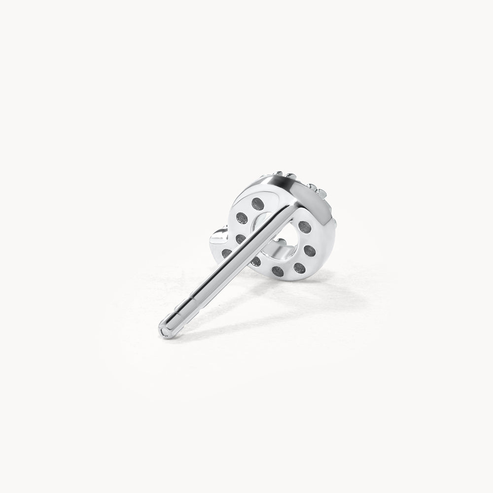 Diamond Letter Q Single Stud Earring in Sterling Silver - Perfect for Birthdays, Anniversaries & Personalized Gifts