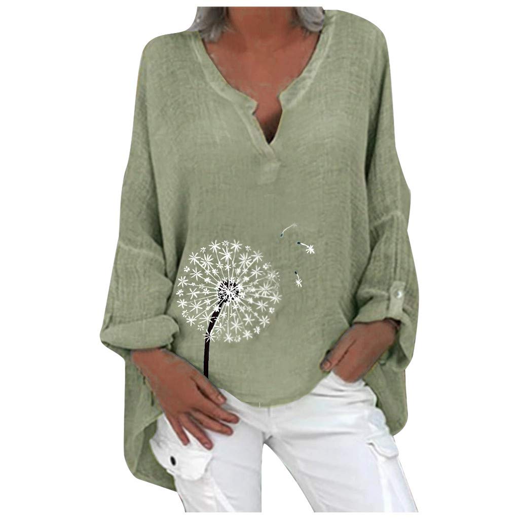**Plus Size Women's Summer Casual Tunic Tops - Cute Printed Loose V-Neck Linen Blouse & Boho Shirts for Outdoor, Travel & Daily Wear**