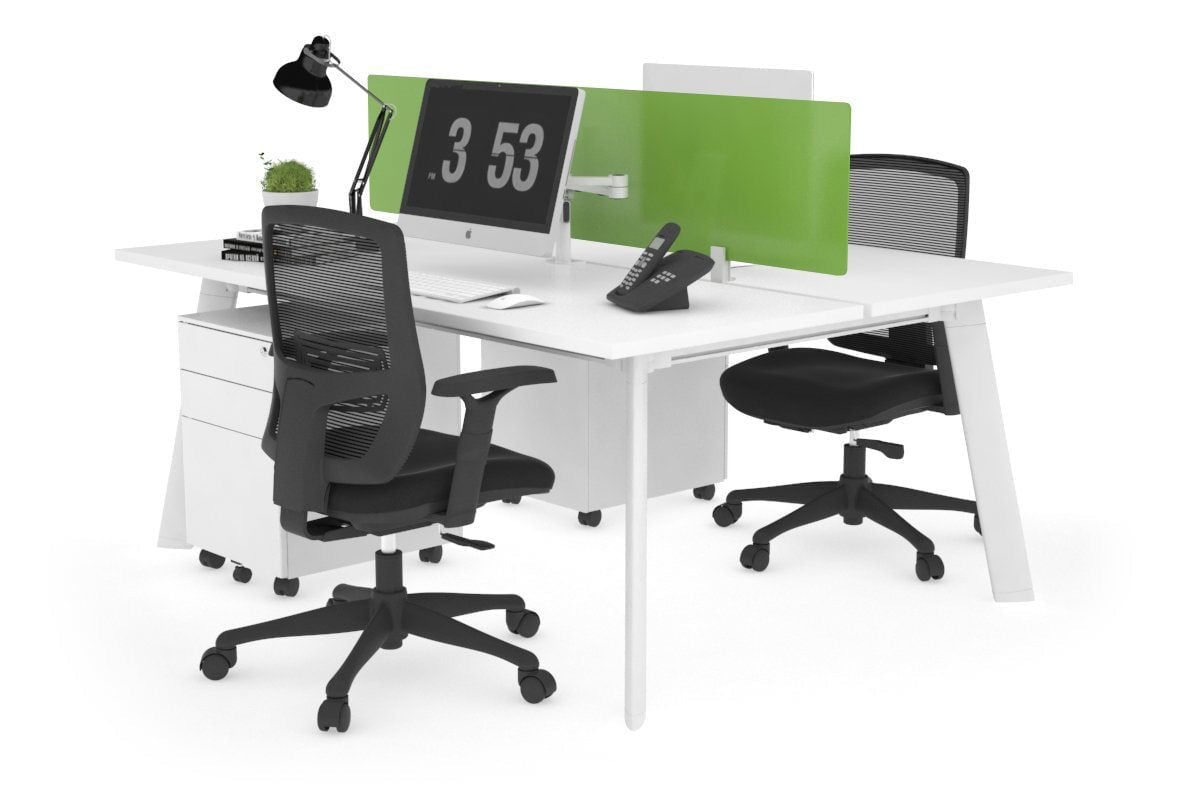 2 Person Workstation with White Frame - 1400L x 700W - Ideal for Office, Home Office & Collaborative Workspaces