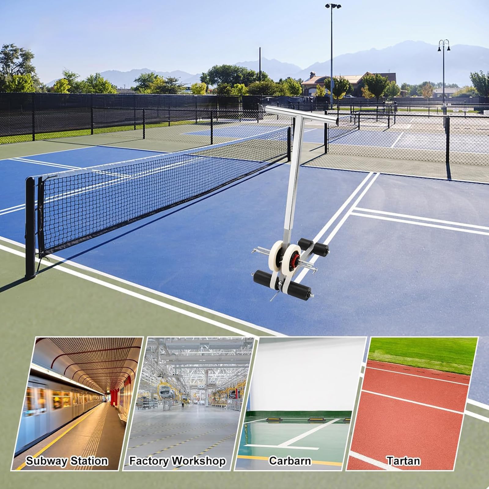 Professional Basketball Court Marking Kit - Line Tape Machine & Paint Applicator for Tiles, Concrete, Asphalt Floors | DIY Court Lines & Circles | Perfect for Gymnasiums, Driveways & Sports Facilities