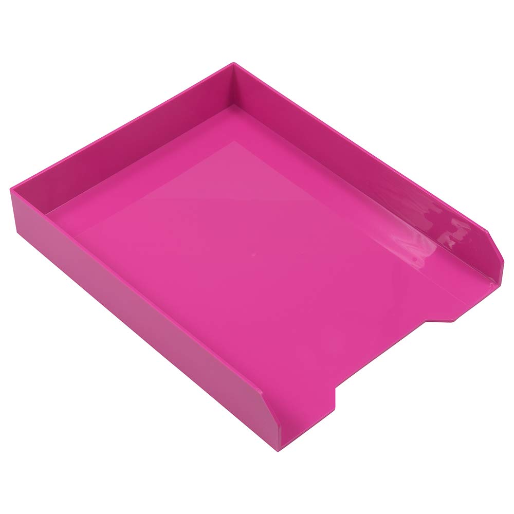 JAM PAPER Stackable Paper Trays - Pink - Desktop Document, Letter & File Organizer Tray (2-Pack) - Perfect for Office, Home & School Organization