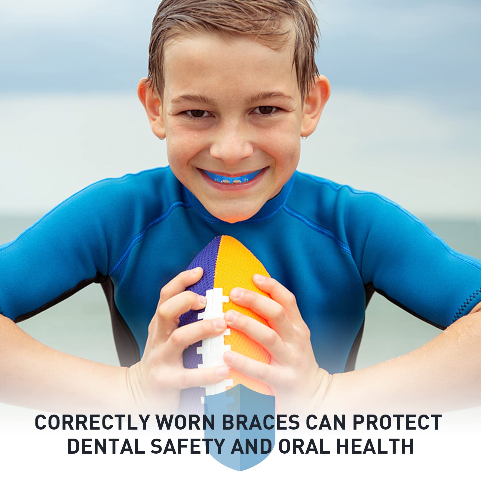 3 Pack Kids Youth Mouth Guards - EVA Transparent Blue Sports Mouthpiece for Football, MMA, Boxing, Rugby, Kickboxing, Taekwondo, Softball & Lacrosse - Perfect for Teeth Protection During Contact Sports & Training