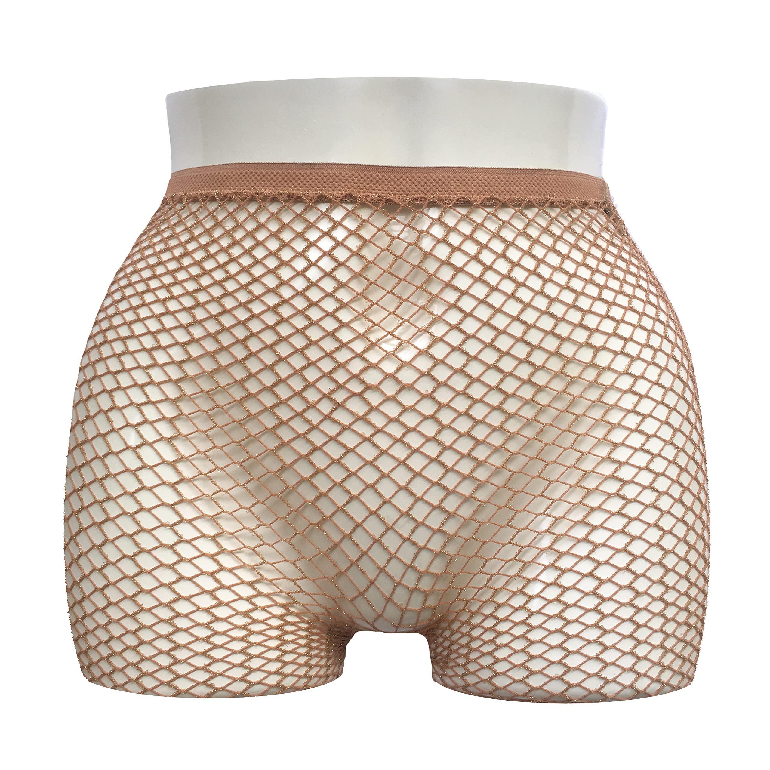 Gold Glitter Fishnet Tights for Women - Skin Tone Carnival Stockings | Perfect for Caribbean Parties, Halloween Costumes & Burlesque Performances