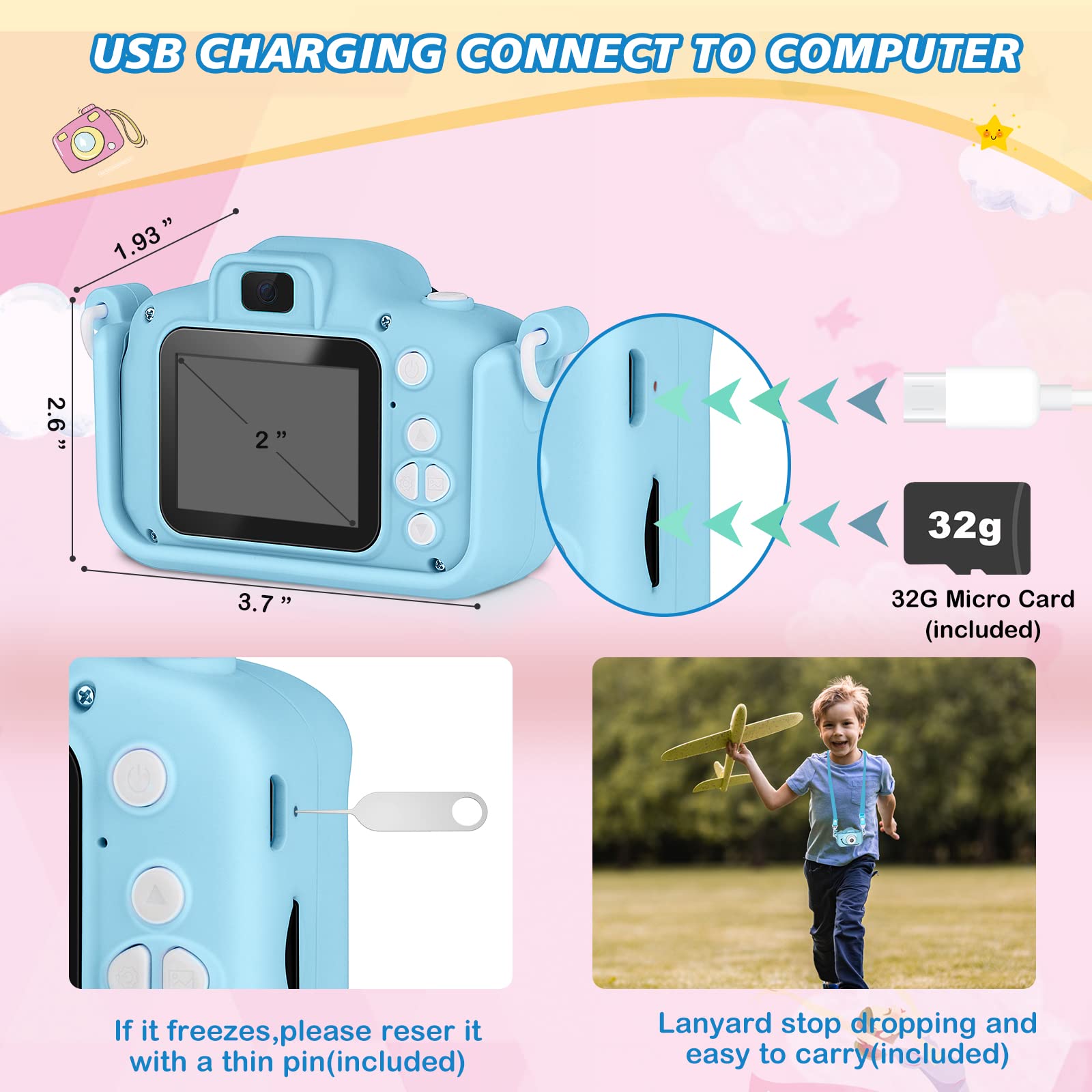 **HD Kids Digital Camera for Boys & Girls Ages 6-8 - Selfie & Video Camera with 32GB SD Card - Perfect Christmas & Birthday Gift for Toddlers - Capture Fun Moments at Parties, Travel & Family Events**